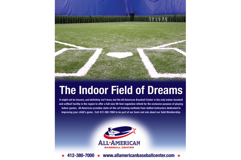 All American Baseball Center Magazine Ad, Action Creative Print Design